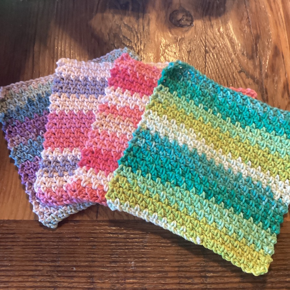 Handmade Kitchen Washcloths - crocheted - set of 4 in bright colors
